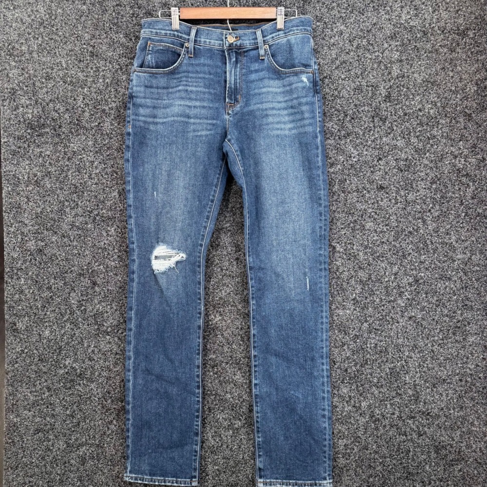 Hudson Blake Slim Straight Distressed Blue Denim Jeans Mens 32